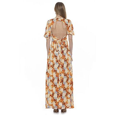 Women's ALEXIA ADMOR Open Back Fit & Flare Maxi Dress