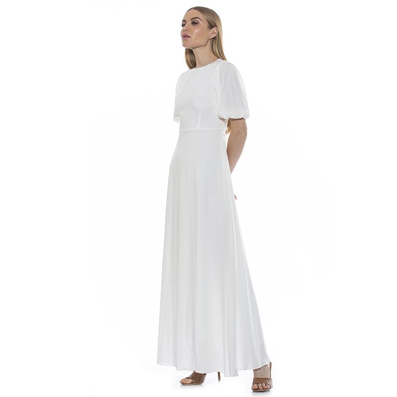 Womens ALEXIA ADMOR Open Back Fit & Flare Maxi Dress, Size: 4, White