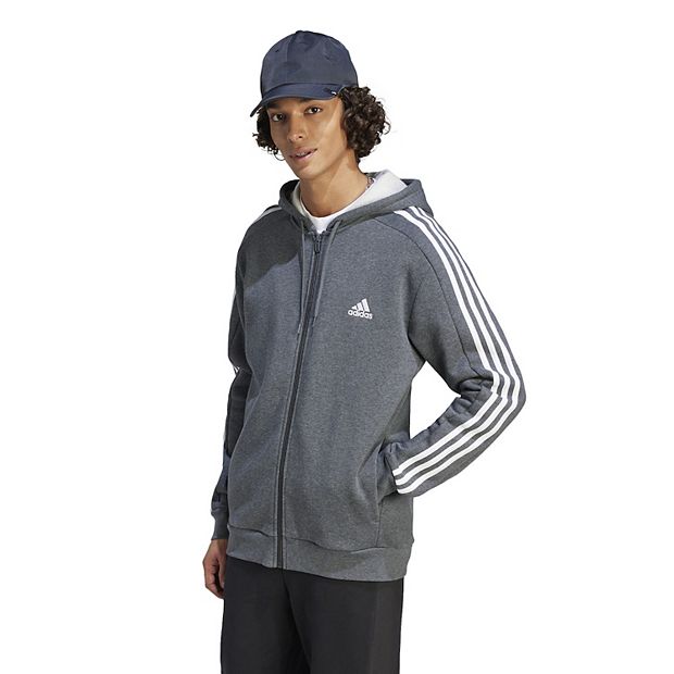 Men's adidas Sportswear Essentials Fleece 3-Stripes Full-Zip Hoodie