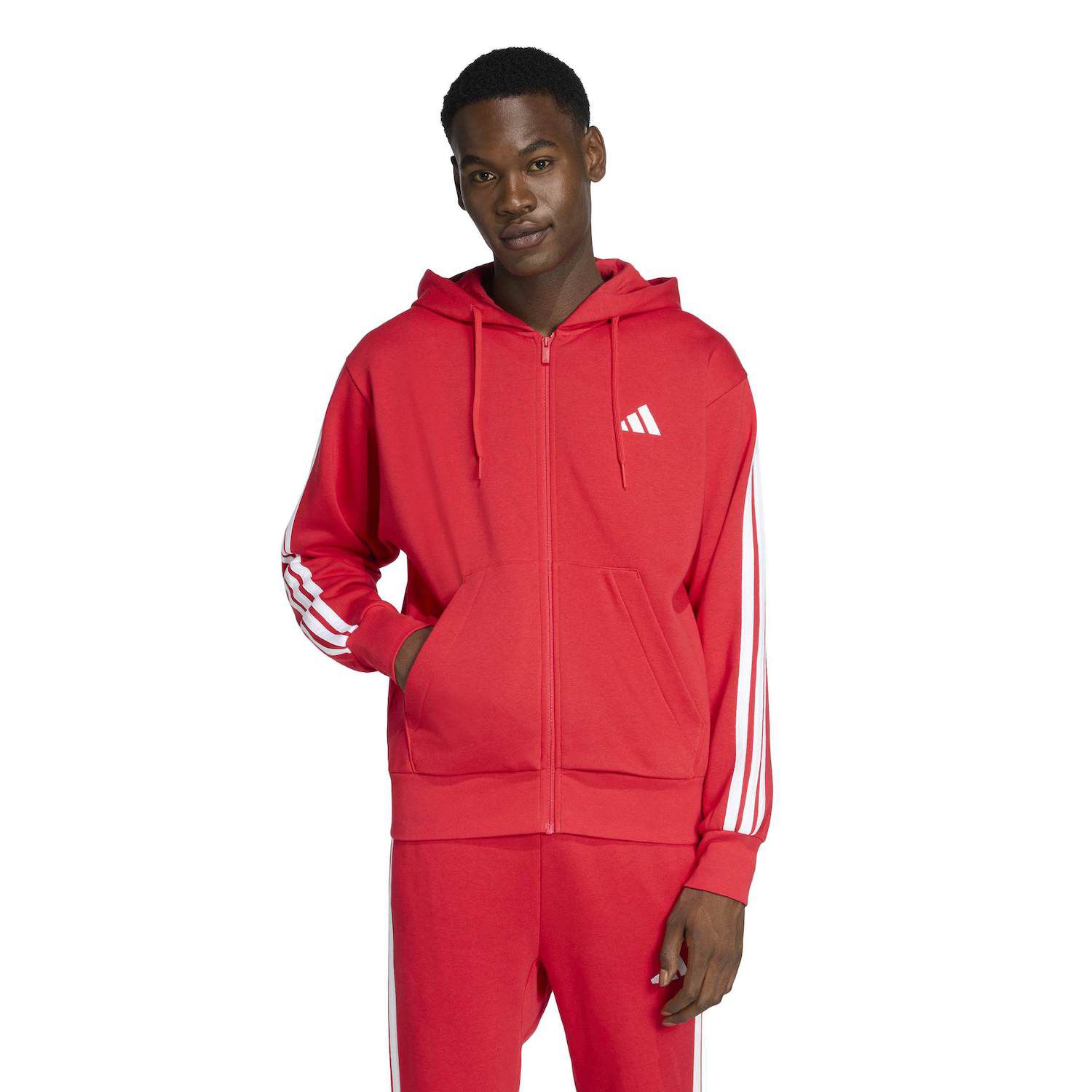 Men's adidas Sportswear Essentials Fleece 3-Stripes Full-Zip Hoodie