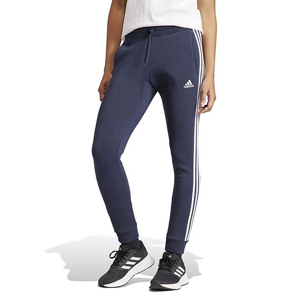 Women's adidas Sportswear Essentials 3-Stripes Fleece Pants - Legend Ink White (X SMALL)