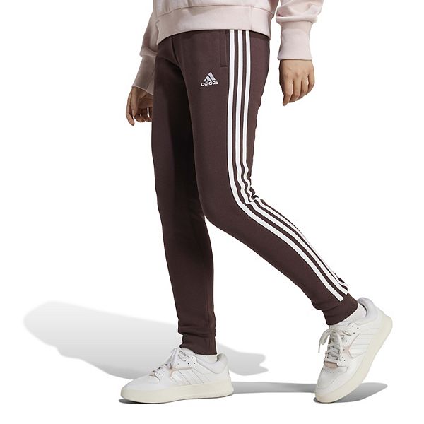 Women's adidas Sportswear Essentials 3-Stripes Fleece Pants - Shadow Brown (LARGE)