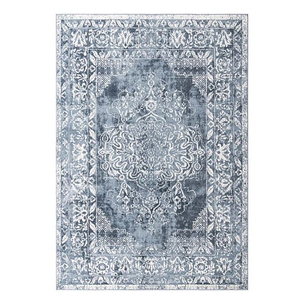 Unique Loom Oxford Collection Area Rug - Bodleian (10' x 13' Rectangle Blue/Ivory)