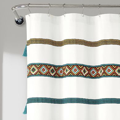 Lush Decor Ava Boho Striped Tassel Shower Curtain