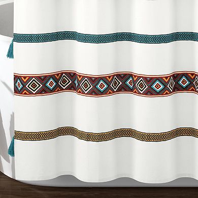 Lush Decor Ava Boho Striped Tassel Shower Curtain