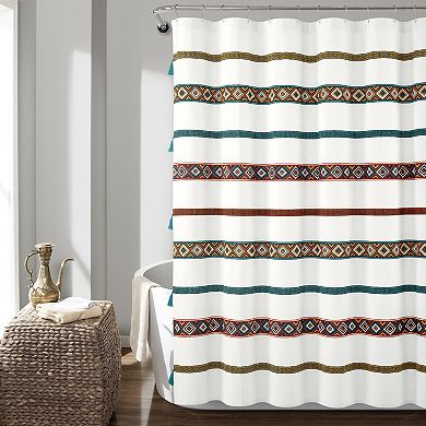 Lush Decor Ava Boho Striped Tassel Shower Curtain