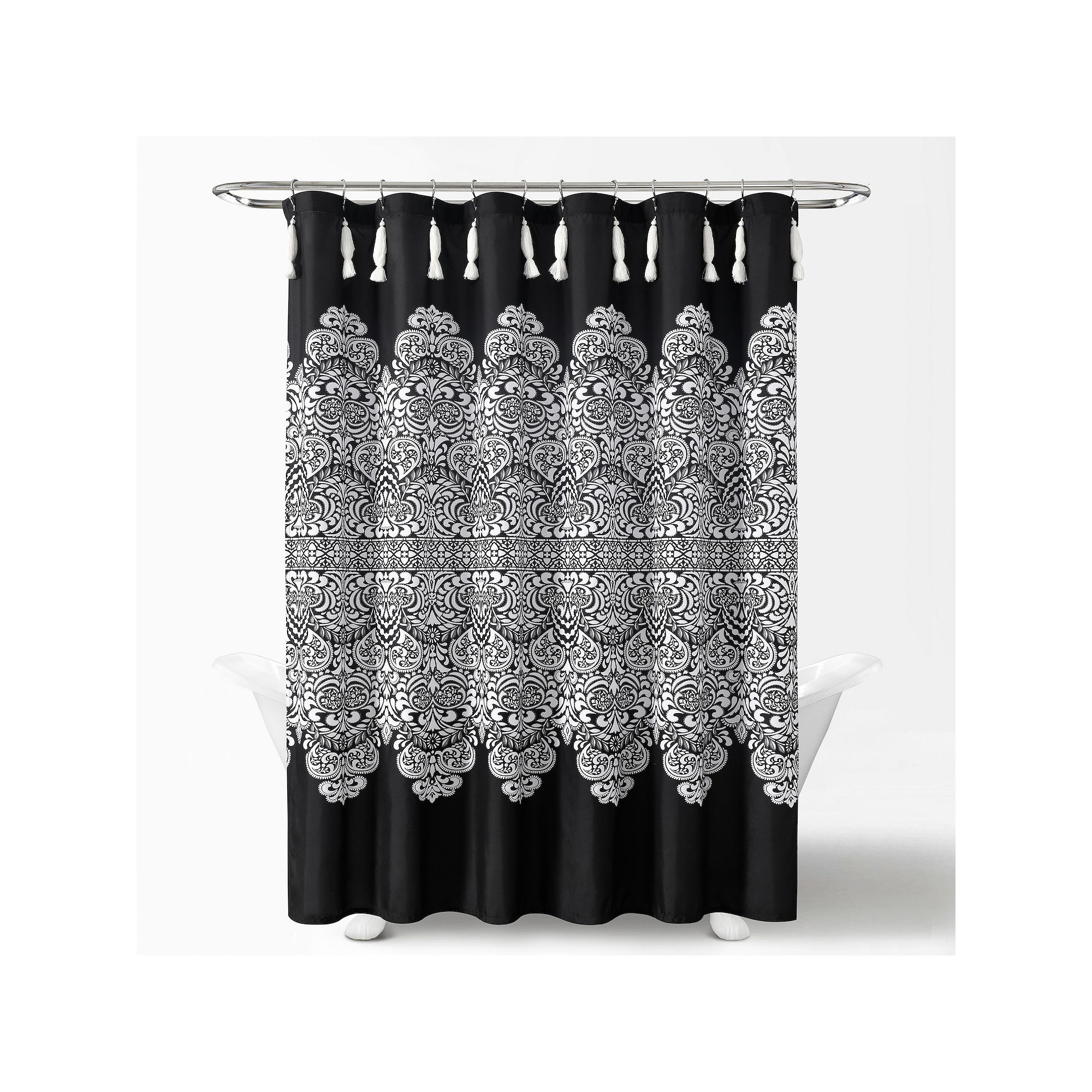 Lush Decor Boho Medallion Shower Curtain, Size: 72X72, Black