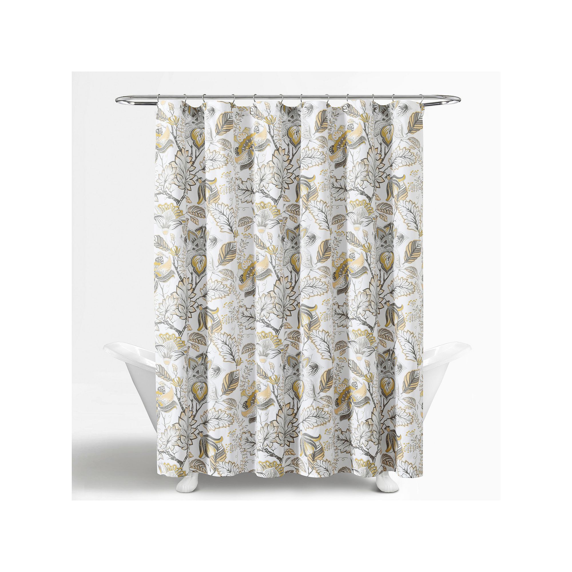 Lush Decor Cynthia Jacobean Shower Curtain, Size: 72X72, Yellow