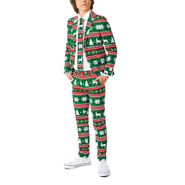 Boys 216 OppoSuits Festive Holiday Jacket, Pants & Tie Suit Set
