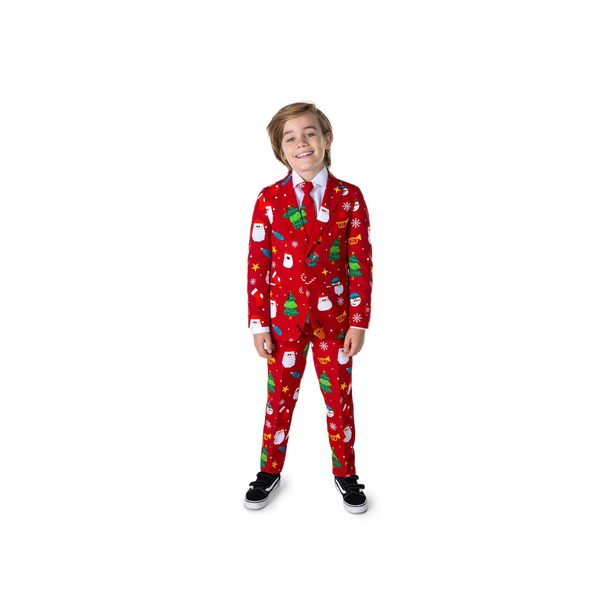 Boys 2-8 OppoSuits Festive Holiday Jacket, Pants & Tie Suit Set, Boys, Red