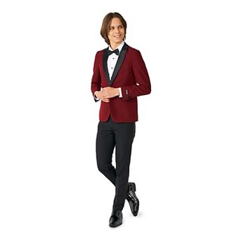 Boys 2-16 OppoSuits Hot Burgundy Jacket, Pants & Bowtie Tuxedo Set