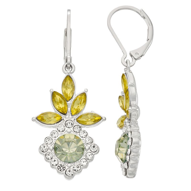 Napier Silver Tone Social Flower Cluster Drop Earrings, Womens, Multi