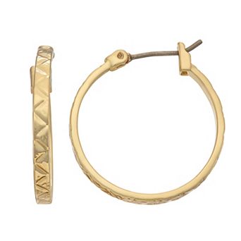 Napier Gold Tone Textured Hoop Earrings