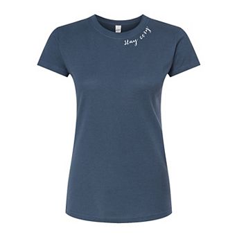 Juniors' "Stay Cozy" Fitted Graphic Tee