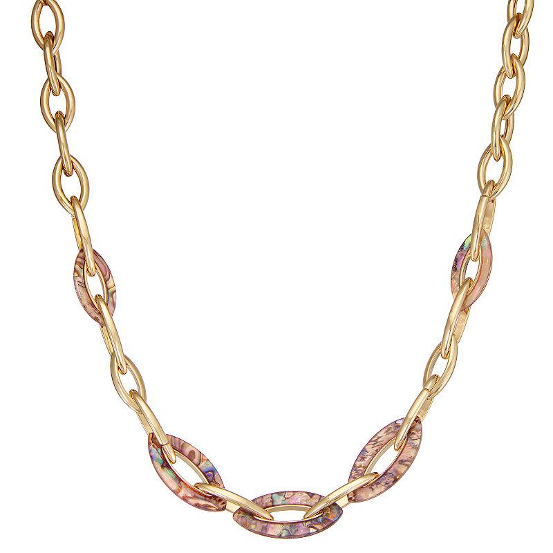 Napier Gold Tone Abalone Links Collar Necklace, Womens, Pink