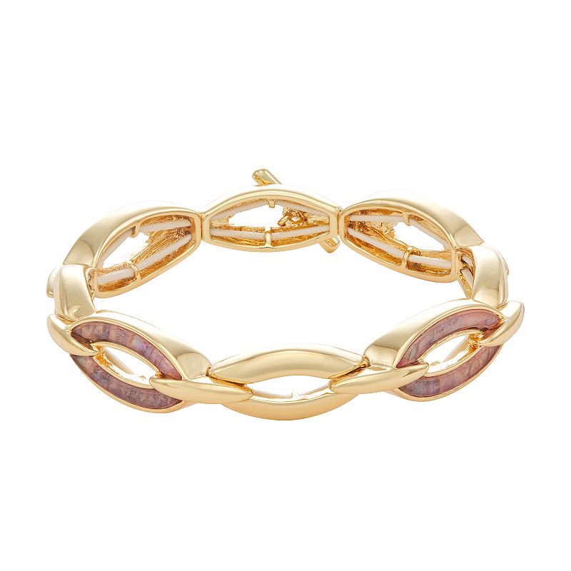Napier Gold Tone Abalone Links Stretch Bracelet, Womens, Pink