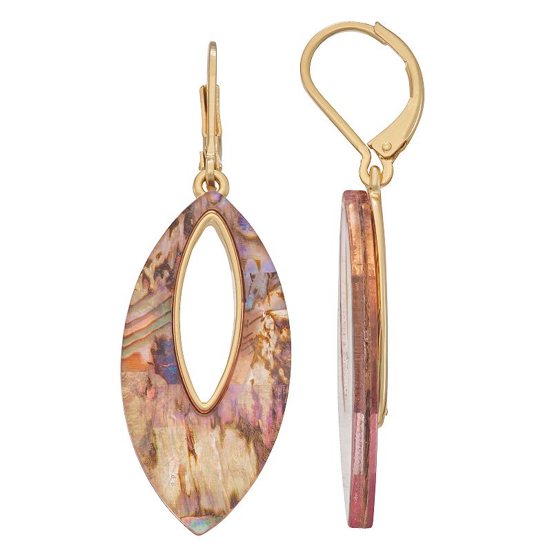 Napier Gold Tone Abalone Links Drop Earrings, Womens, Pink