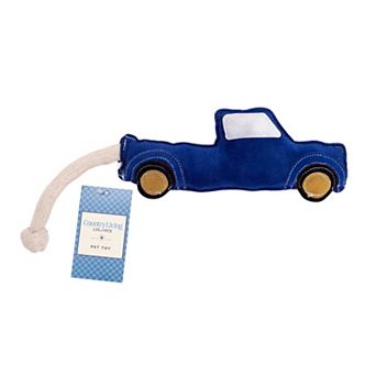 Country Living Faux Leather Pickup Truck Dog Chew Toy Blue