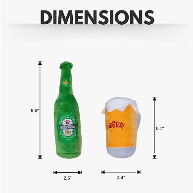 Beer-cheers Crinkle And Squeaky Plush Dog Toy Combo