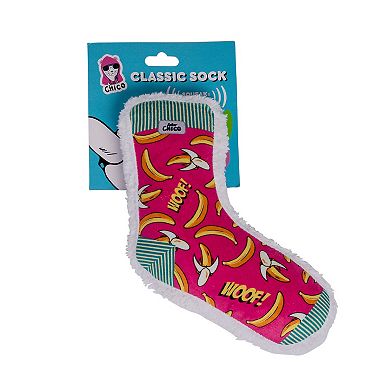 Squeaking Banana Plush Sock Dog Toy Whimsical Design
