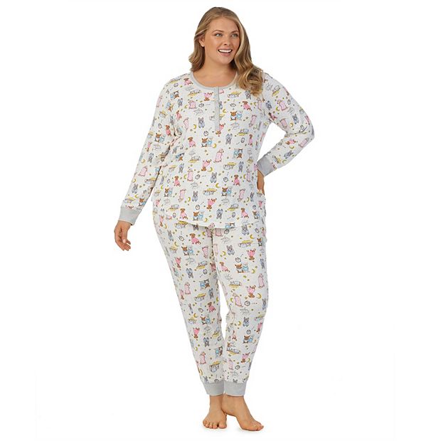 Women's Cuddl Duds Henley Pajama Top and Banded Bottom Pajama