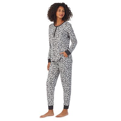 Petite Cuddl Duds Henley Pajama Top and Banded Bottom Pajama Pants Sleep Set