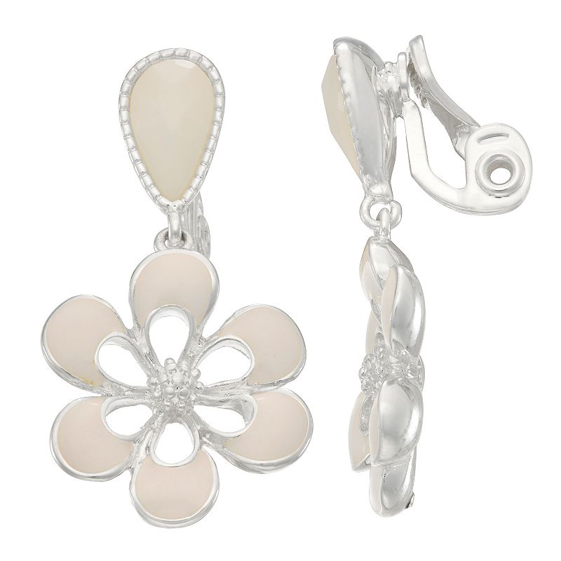 20499126 Napier Silver Tone Flower Blossom Drop Earrings, W sku 20499126