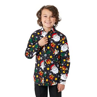 Boys 6-16 Suitmeister Christmas Santa Elves Button-Up Shirt
