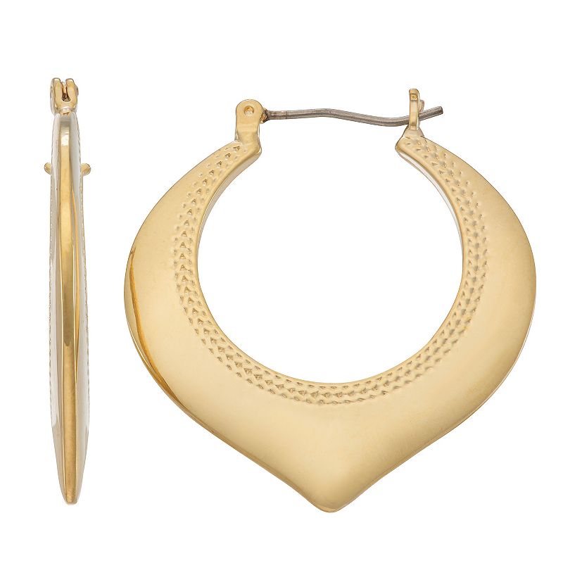 Napier Gold Tone Petal Hoop Earrings, Womens