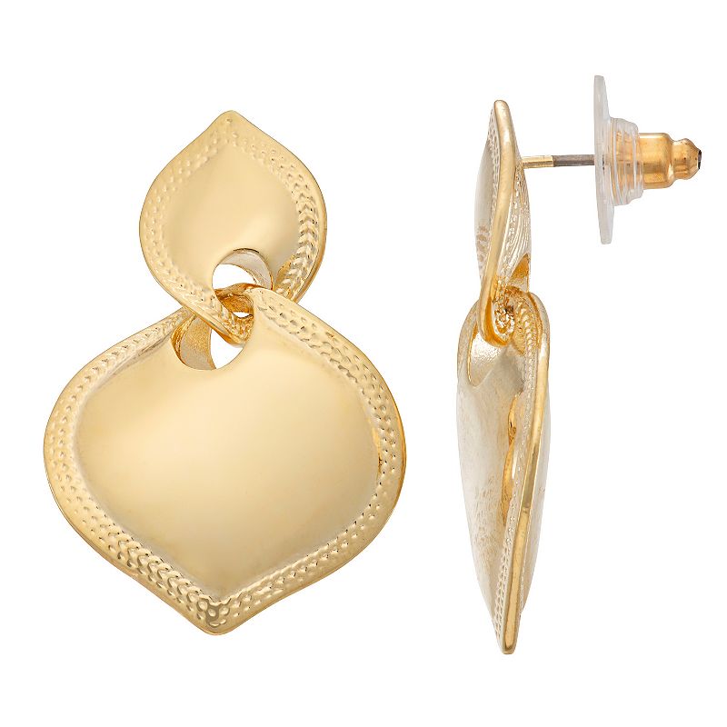 Napier Gold Tone Petal Double Drop Earrings, Womens