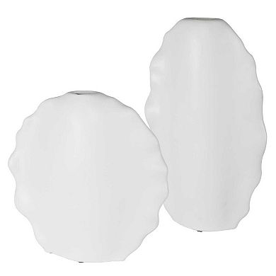 Uttermost Ruffled Feathers Modern White Vases 2-piece set