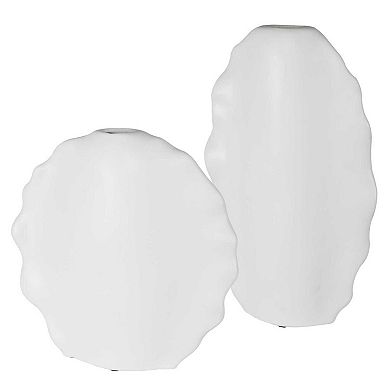 Ruffled Feathers Modern White Vases 2-piece set