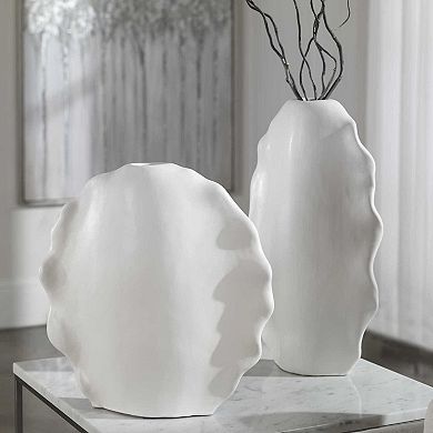 Uttermost Ruffled Feathers Modern White Vases 2-piece set