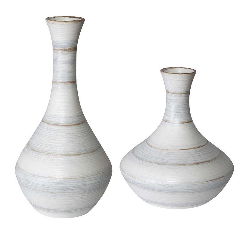 Uttermost Potter Fluted Striped Vases 2-piece set, White