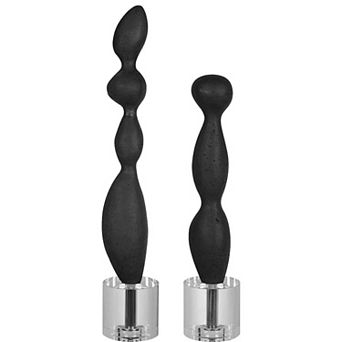 Koa Black Marble Sculptures 2 pc set