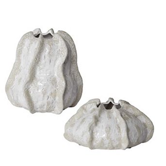 Uttermost Urchin Textured Ivory Vases 2 pc set