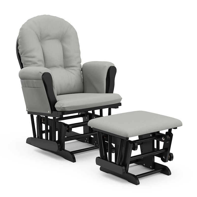 Storkcraft Hoop Glider and Ottoman - Black with Light Gray