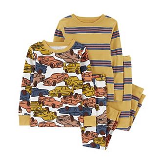Baby Carter's Stripes & Cars 4 pc Tops & Bottoms Pajama Set