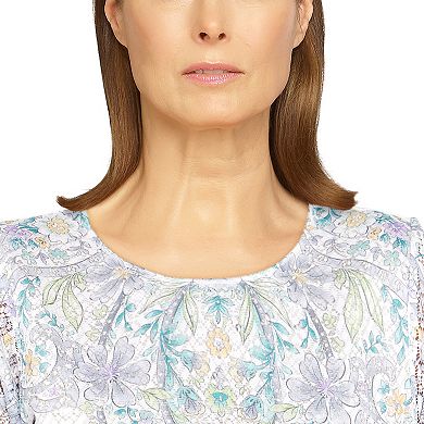 Petite Alfred Dunner Lady Like Medallion Floral Knit Top