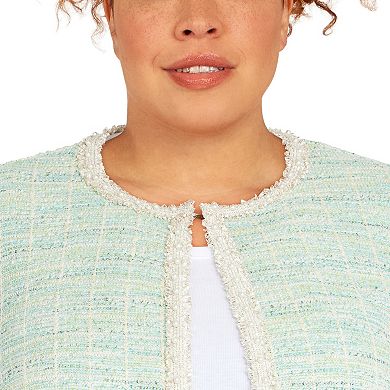 Plus Size Alfred Dunner Lady Like Knit Boucle Jacket with Pearl Trim