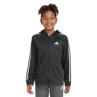 Adidas Boys Game Go Full Zip Jacket Small Adi Black Heather