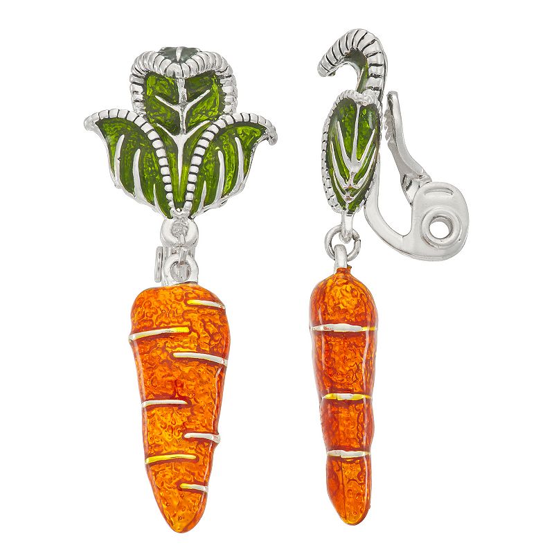 Napier Silver Tone Easter Carrot Drop Earrings, Womens, Orange