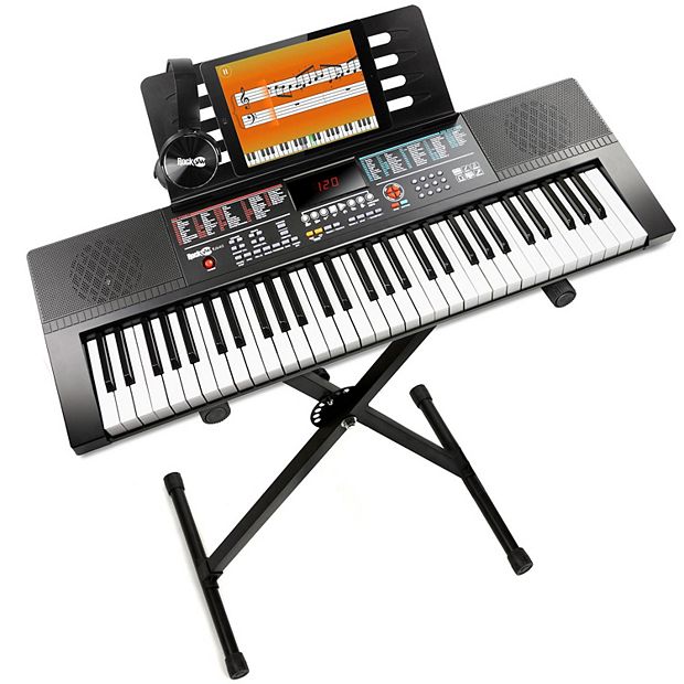 Kit de piano para teclado com toque de tecla RockJam 61 com bancada