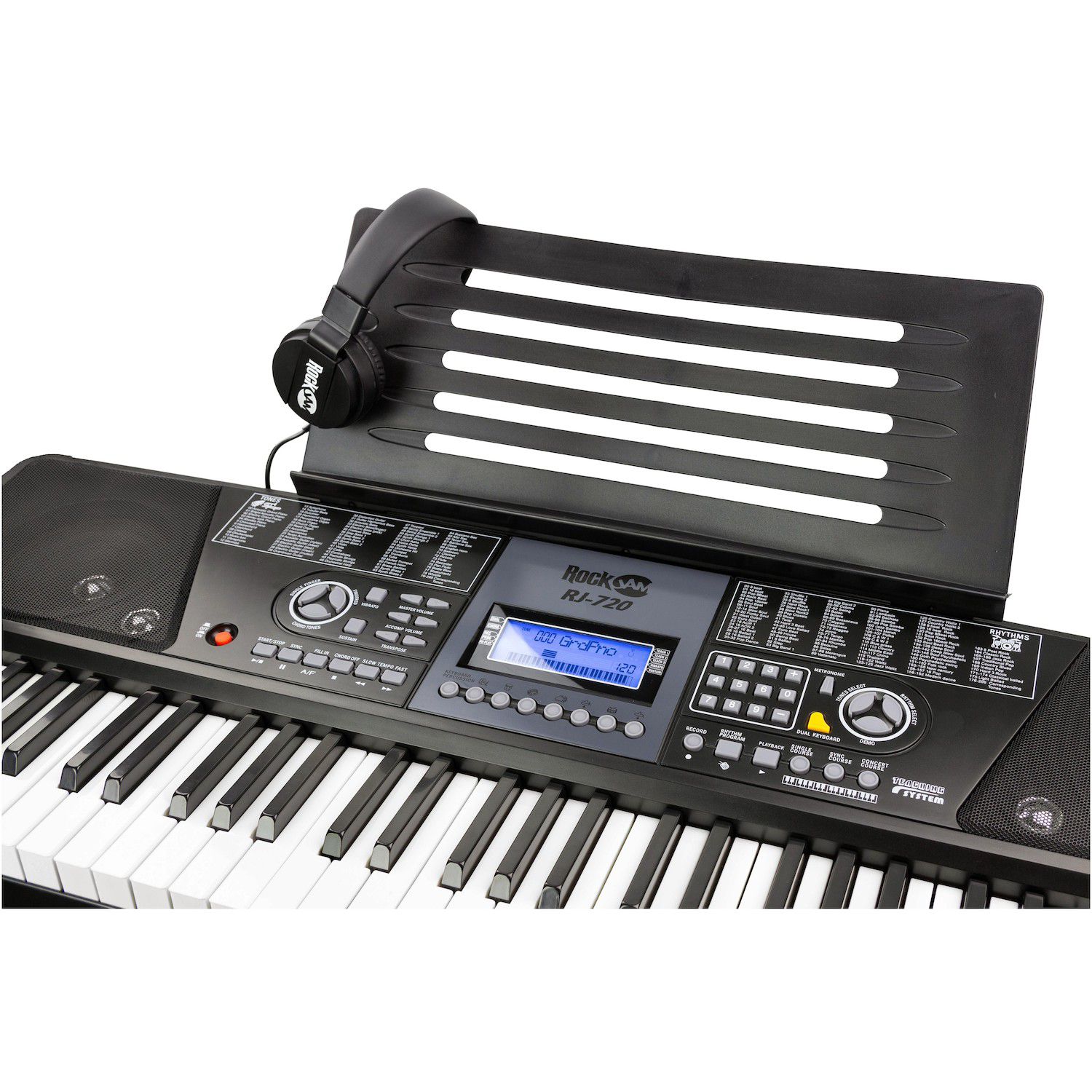 RockJam 61 - Teclado electrónico portátil con calcomanías para notas fuente de alimentación y