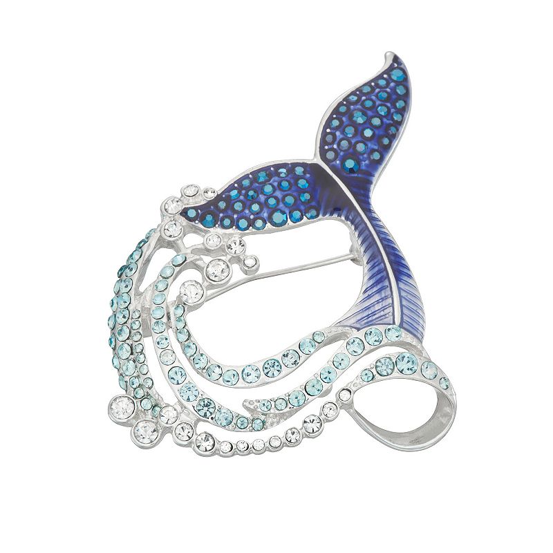 Napier Silver Tone Crystal Whale Tail Pin, Womens, Purple
