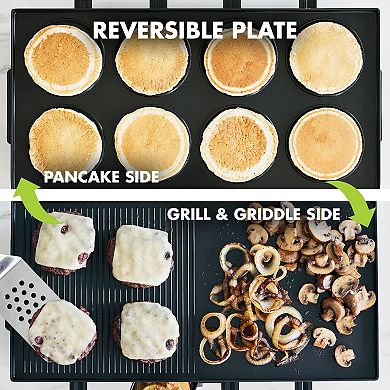 GreenPan Electrics PFAS-Free Ceramic Nonstick Reversible Grill, Griddle & Raclette