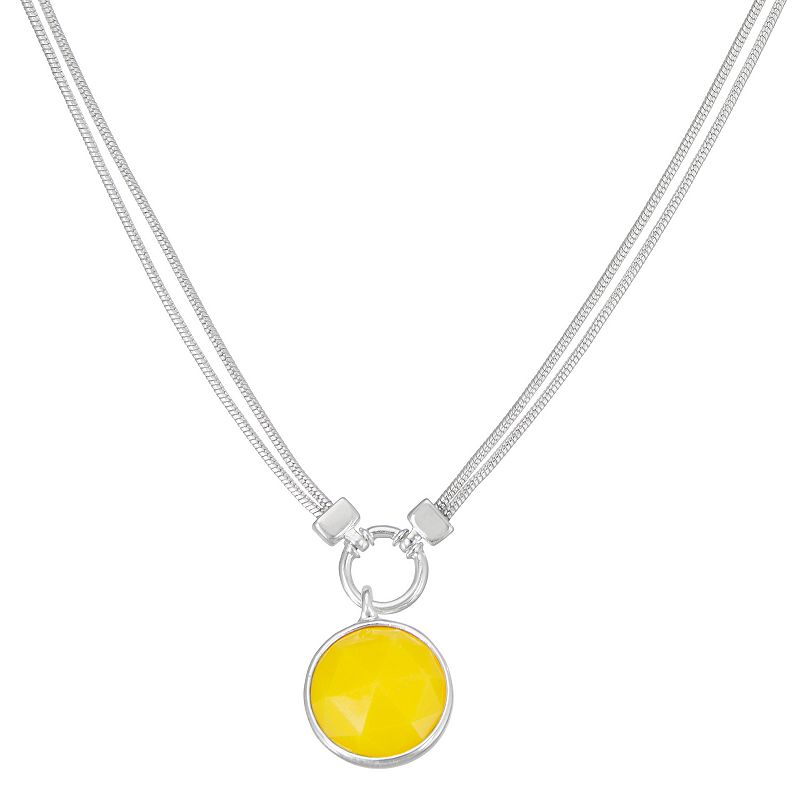 Napier Silver Tone Yellow Medallion Double-Strand Necklace, Womens