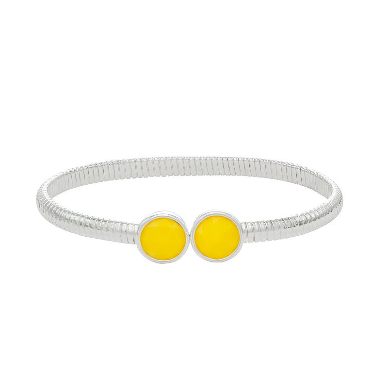 Napier Silver Tone Yellow Medallions Cuff Bracelet, Womens
