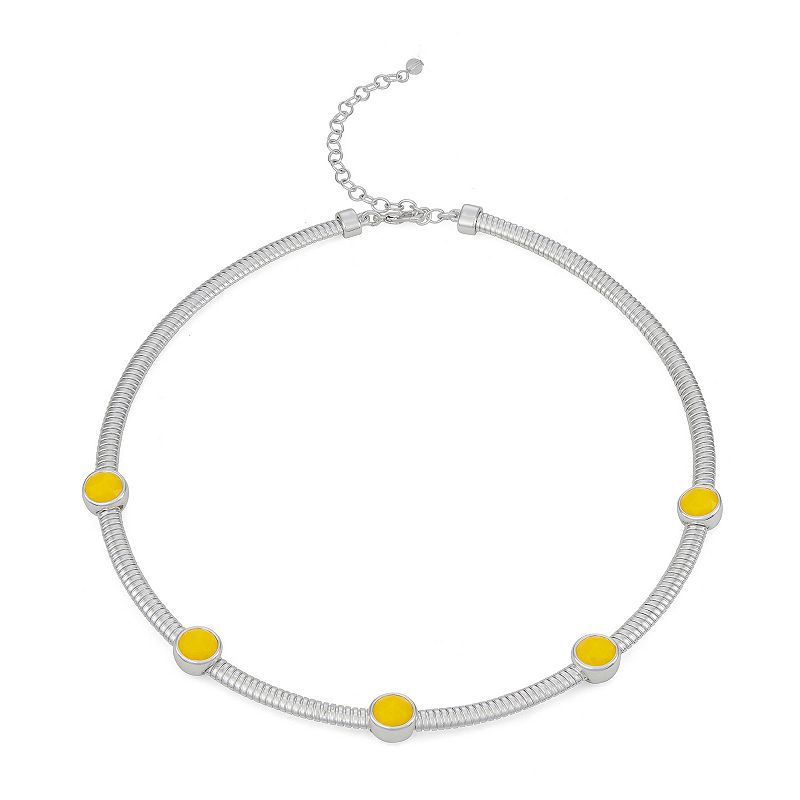 Napier Silver Tone Yellow Station Collar Necklace, Womens