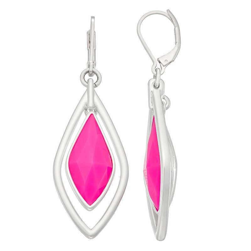 Napier Silver Tone Pink Orbital Drop Earrings, Womens